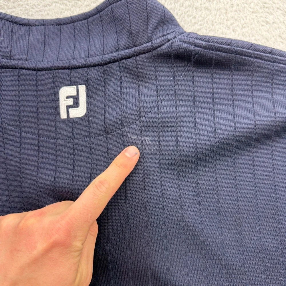 FootJoy Mens XL Navy Blue Quarter Zip Pullover Square D Ribbed Golf Sweater